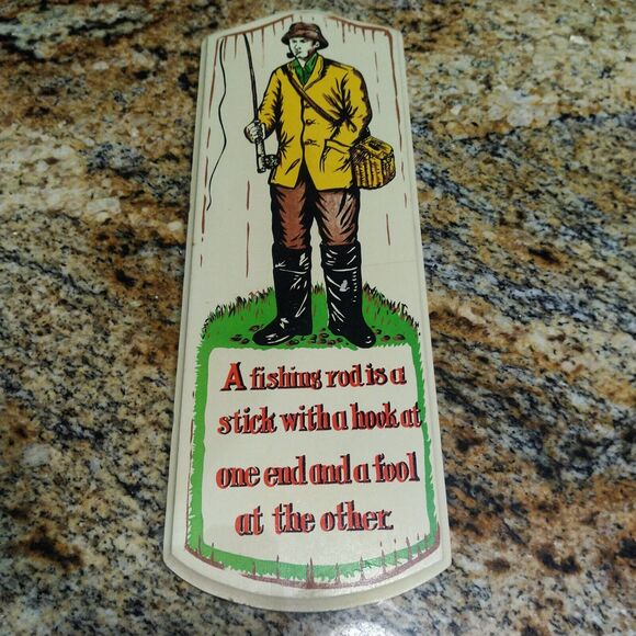 1950s Vintage V.G. Hand Painted Nautical Wood Fishing Sign Made in Japan - Picture 1 of 8